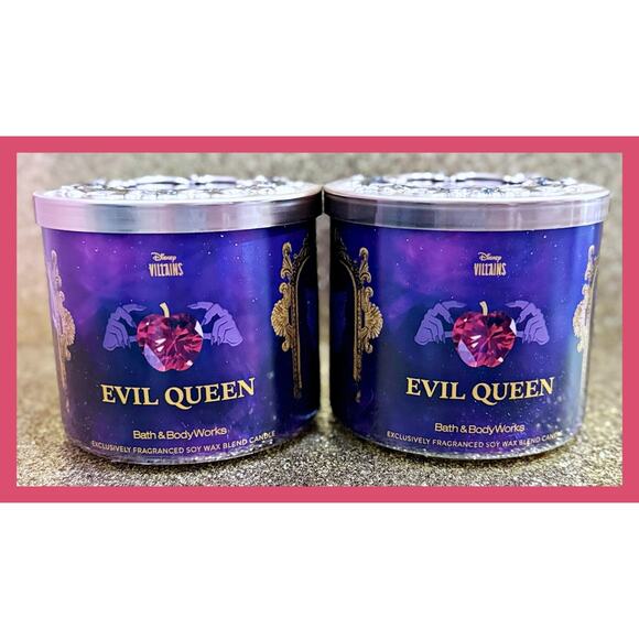 Lot of 2 Bath & Body Works Disney Villains Evil Queen Large 3-Wick Candle 14.5oz - Picture 2 of 8